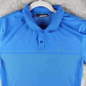 J Lindeberg Golf Pique Polo Blue Shirt Mens XL Performance Short‎ Sleeve